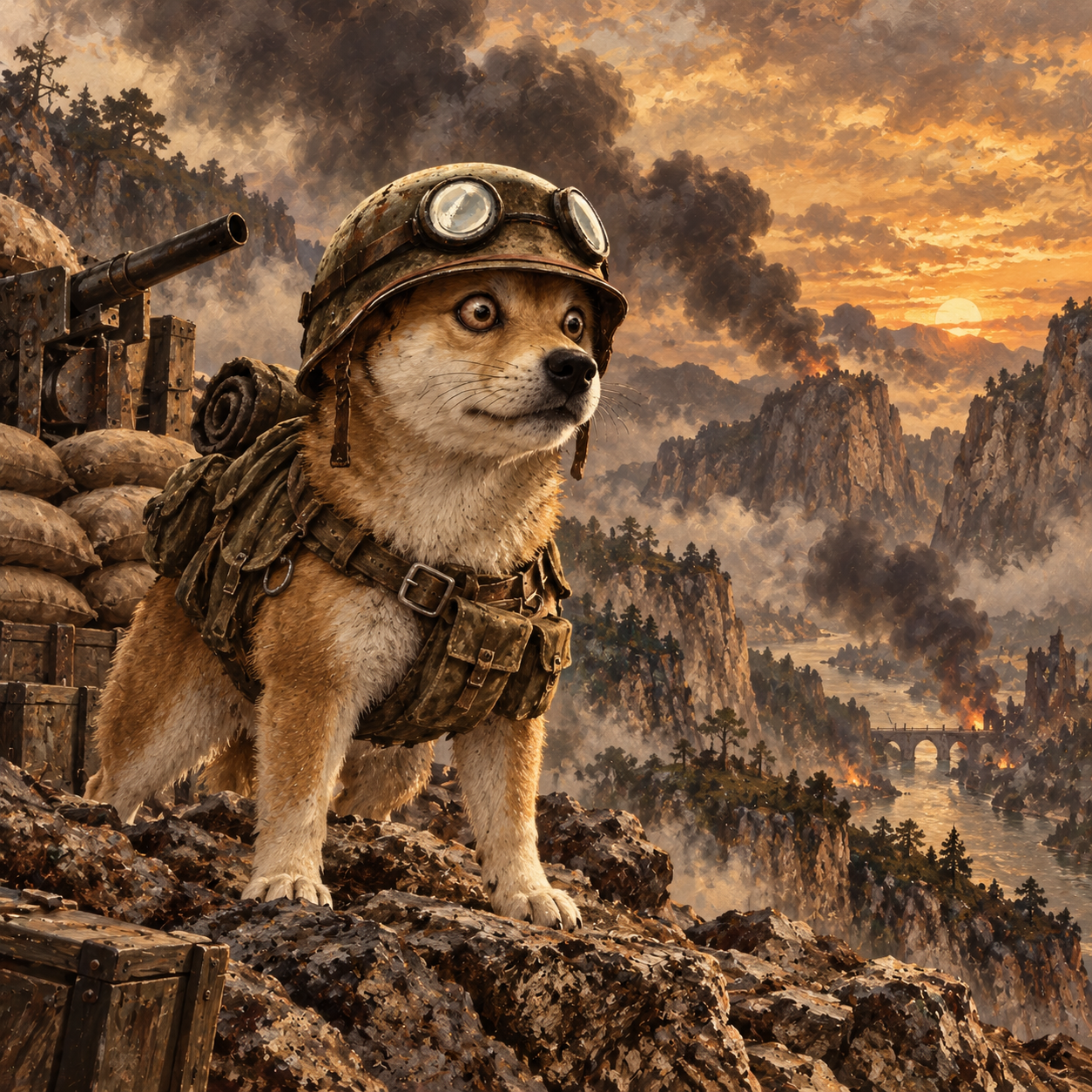 trencherwifhat overlooking the battlefield